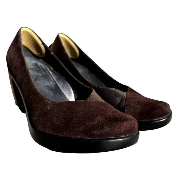 Dansko Tuttie Suede Heels Comfort Suede Leather Pump 3" Block Heel Brown 7 - Picture 2 of 7